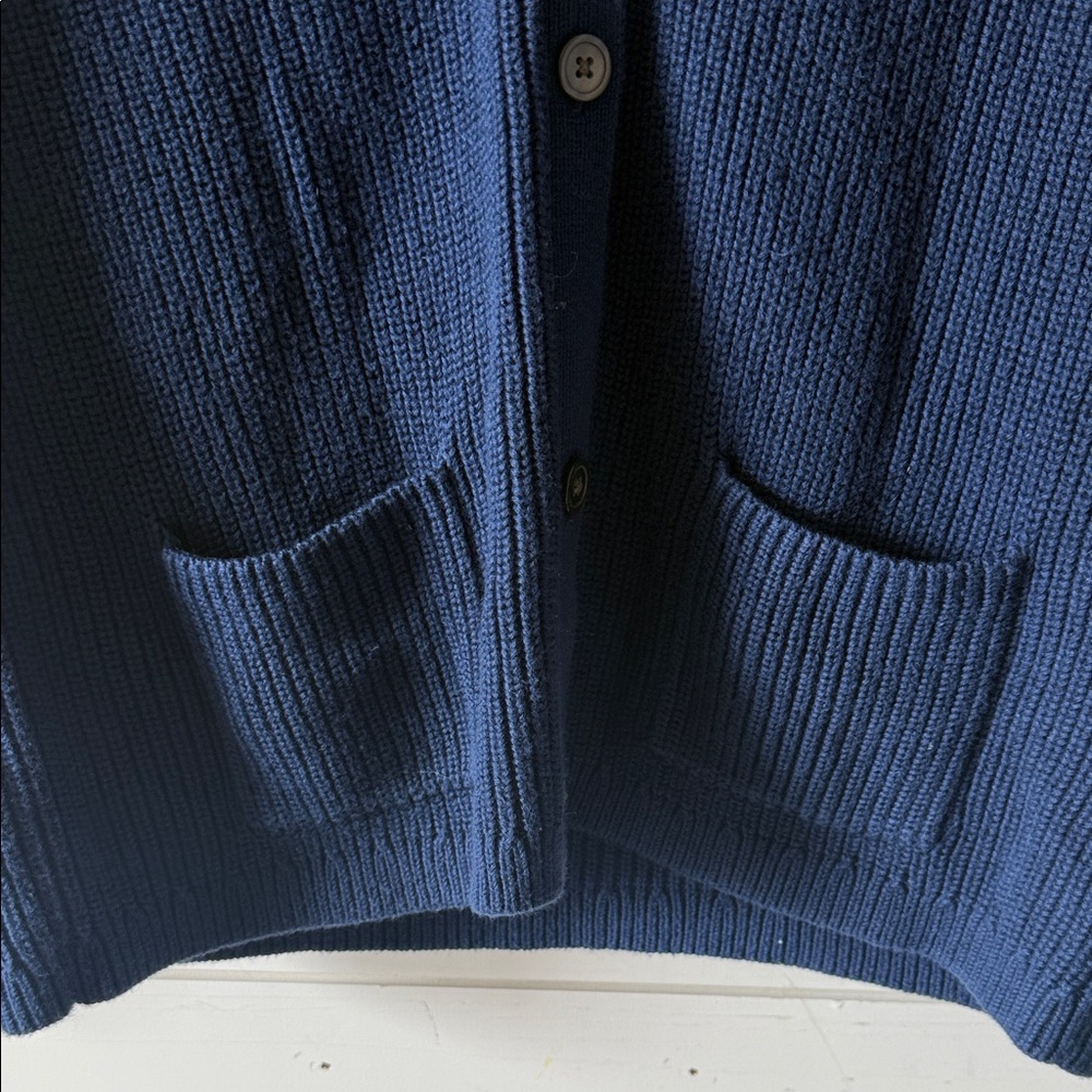 Lands' End Women's Navy Cardigan Cotton Ribbed Small - Picture 4 of 5